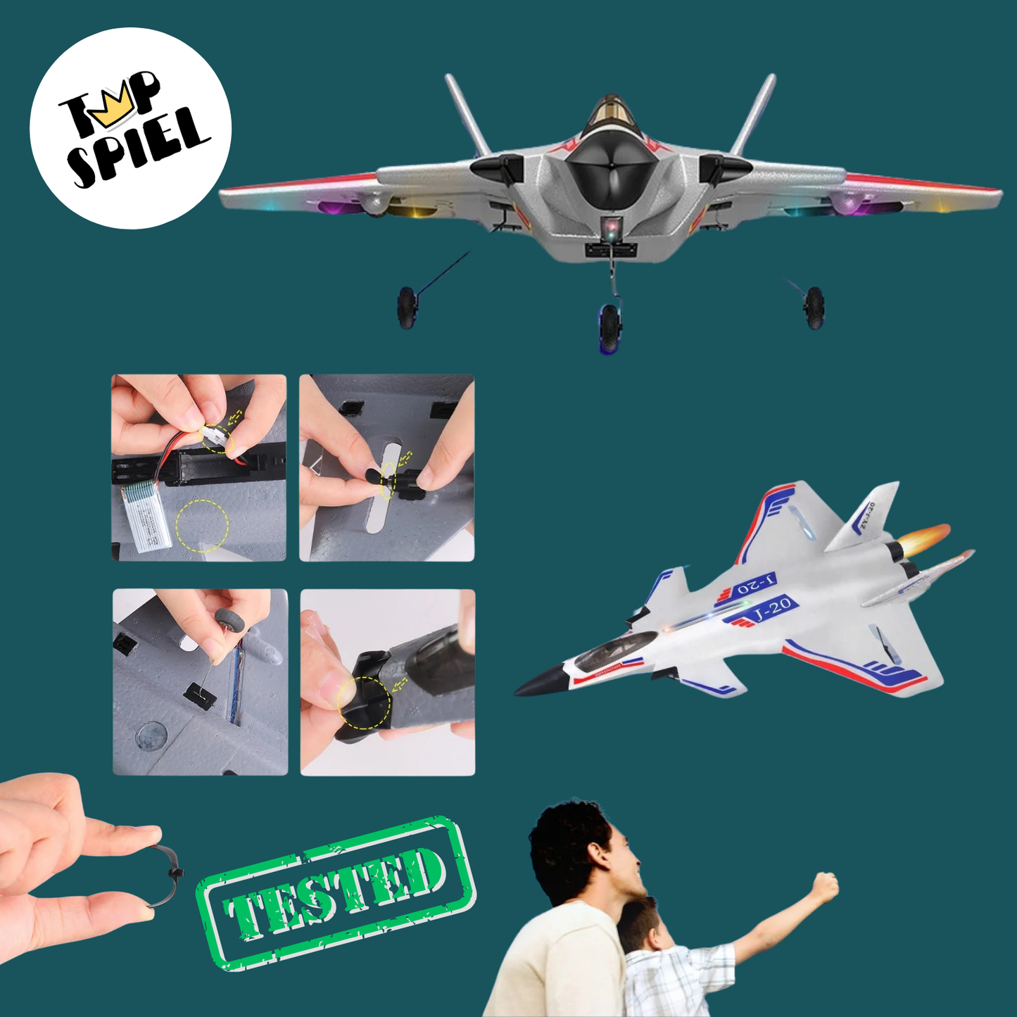 TopSpiel® SkyDiver – RC Stuntflugzeug mit aerodynamischem Design